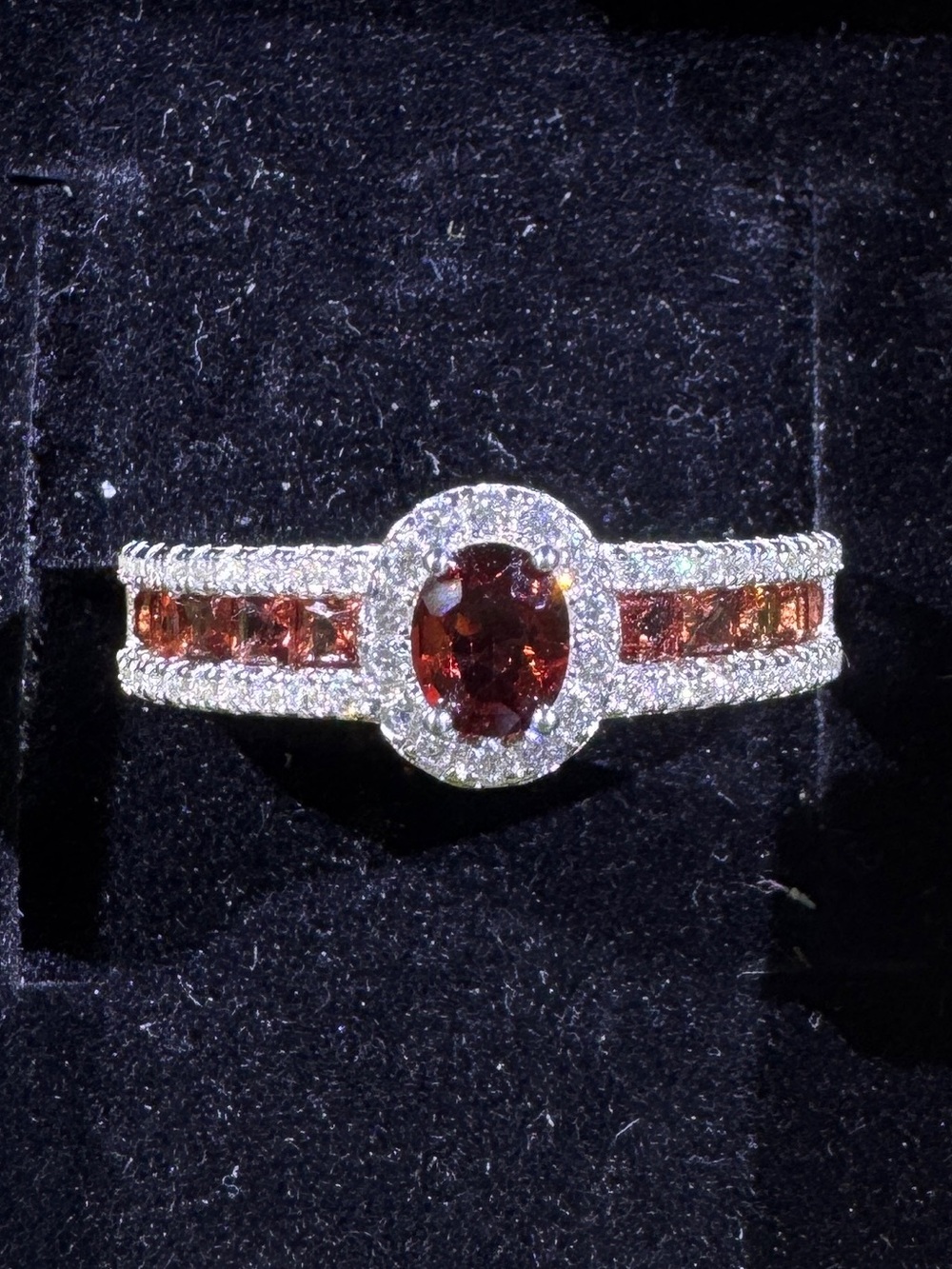 S925 Sterling Silver Red Garnet Cocktail Ring